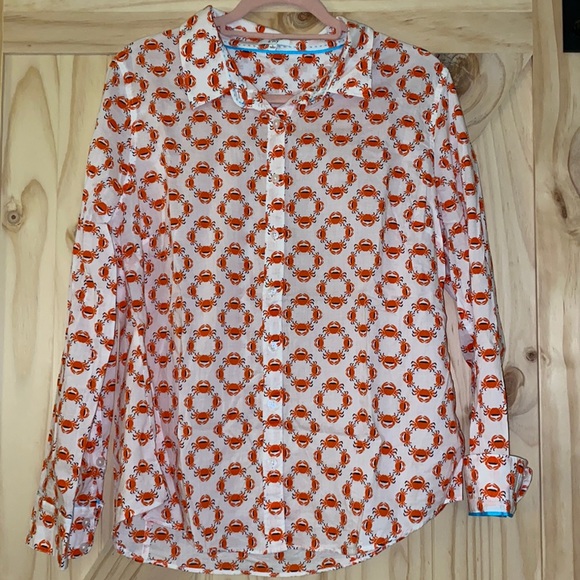 Crown and Ivy Crab Print Button Down NWOT - Picture 1 of 3